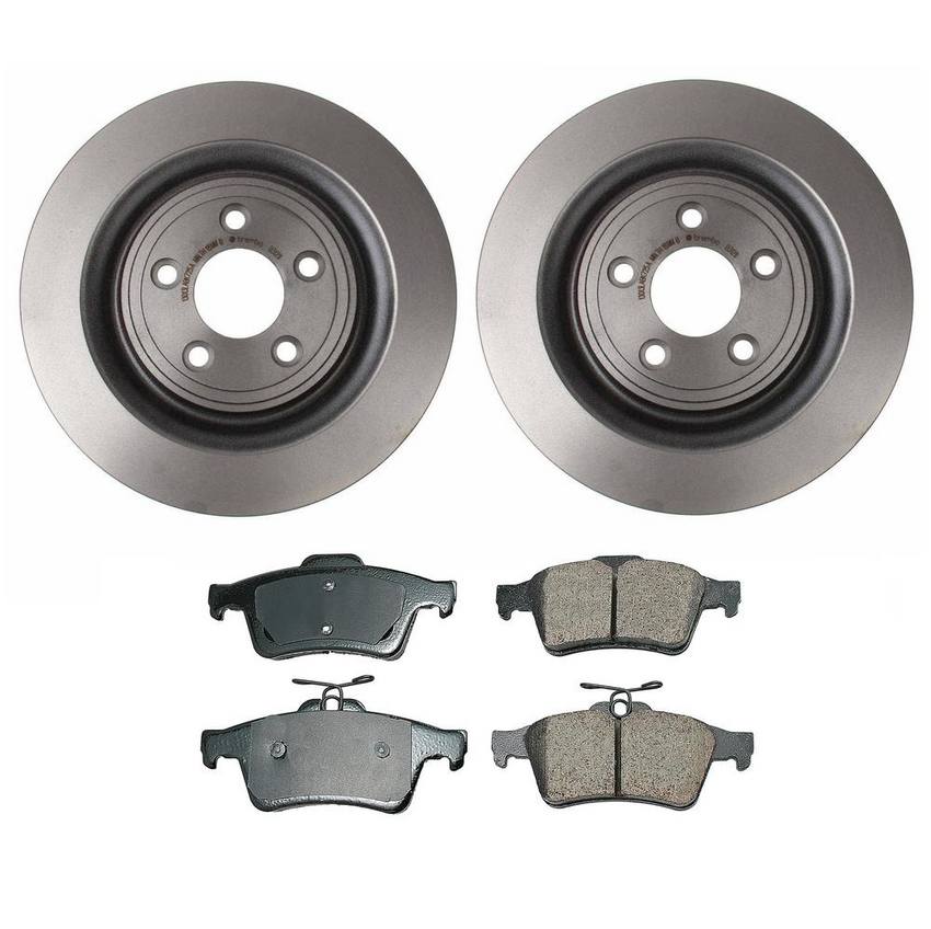 Jaguar Disc Brake Pad and Rotor Kit - Rear (326mm) (Ceramic) (EURO) C2P17595 - Akebono Euro Ultra-Premium 4119938KIT